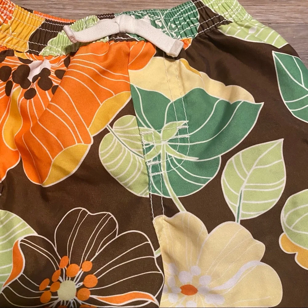 Baby Gap Swim Bottoms‎ Shorts Trunks Floral Tropical Print Brown